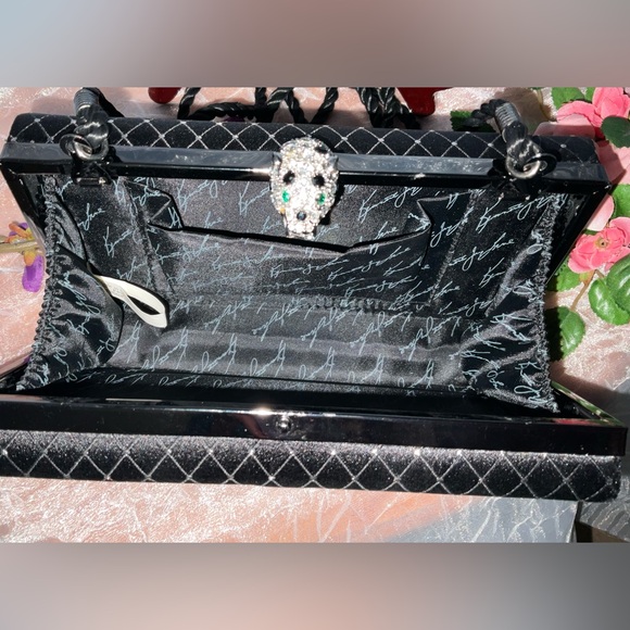 Clutch Bag, Kenneth J Lane Vintage Leopard/Rhinestone Clutch - Picture 2 of 9